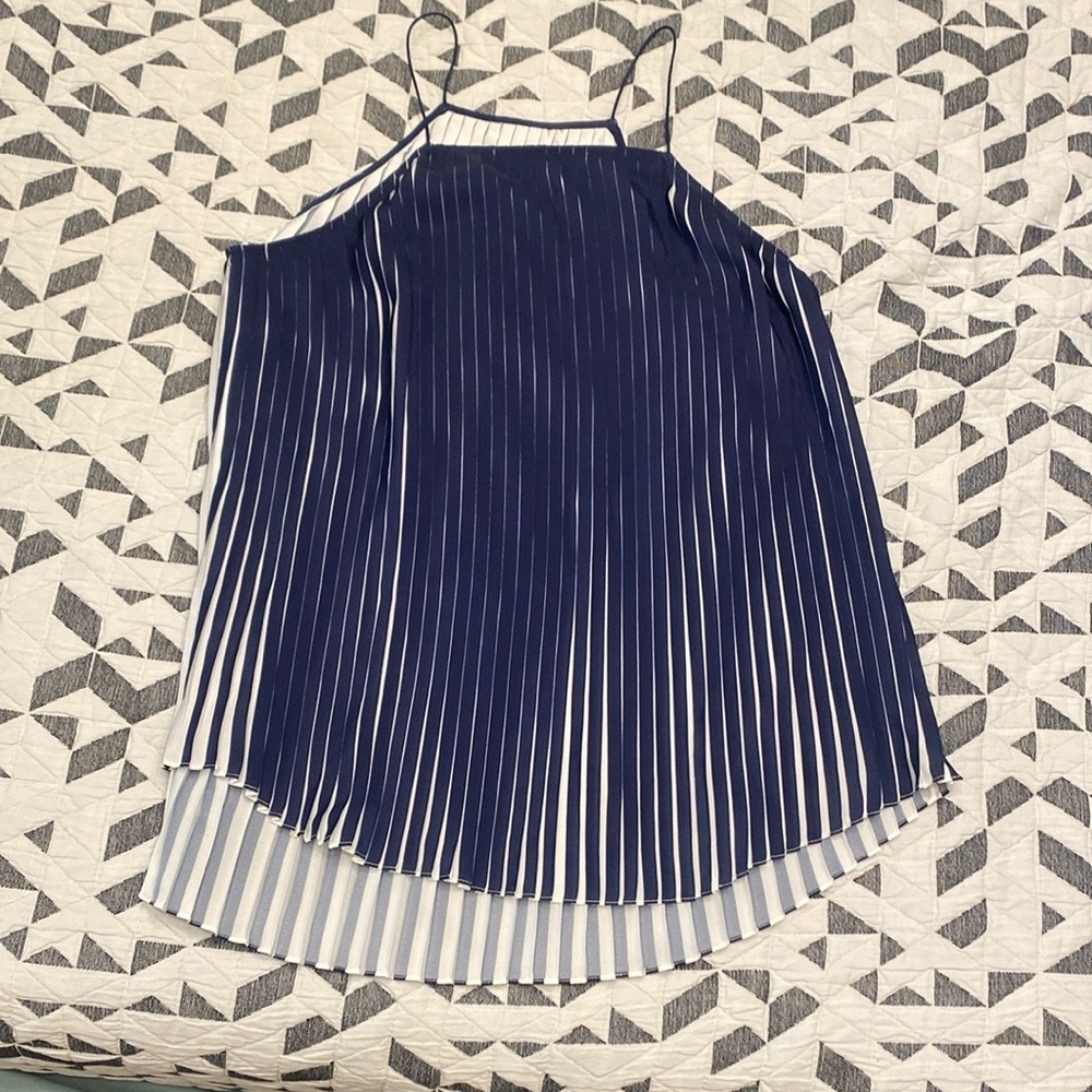 Club Monaco Navy Blue Striped Women's Top